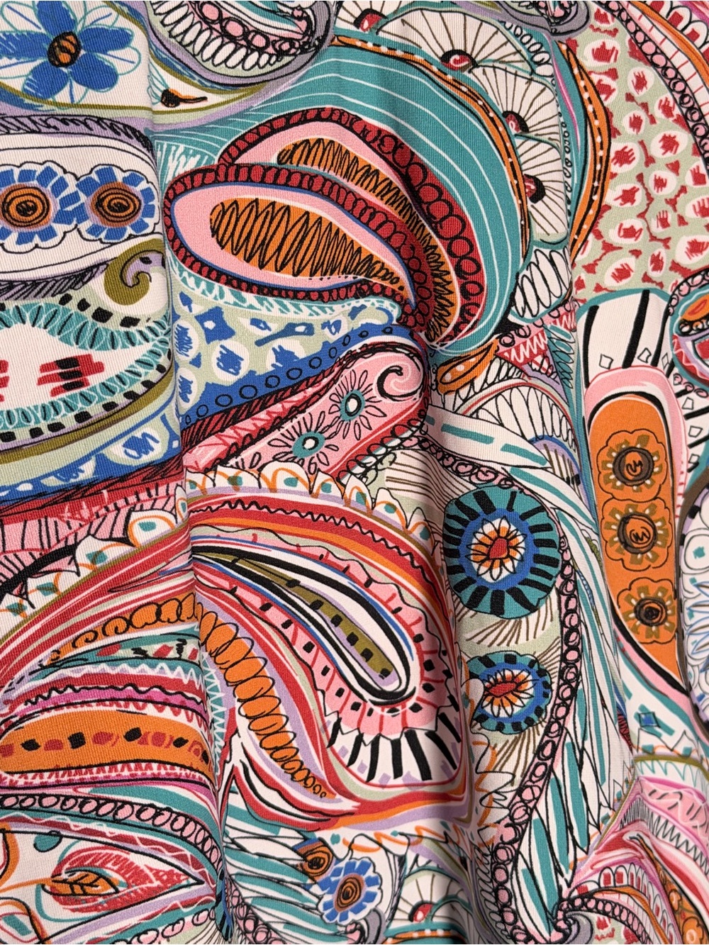 J. Crew Paisley Rash Guard - Pink, Teal, Orange, Blue Sz Medium - Picture 3 of 8